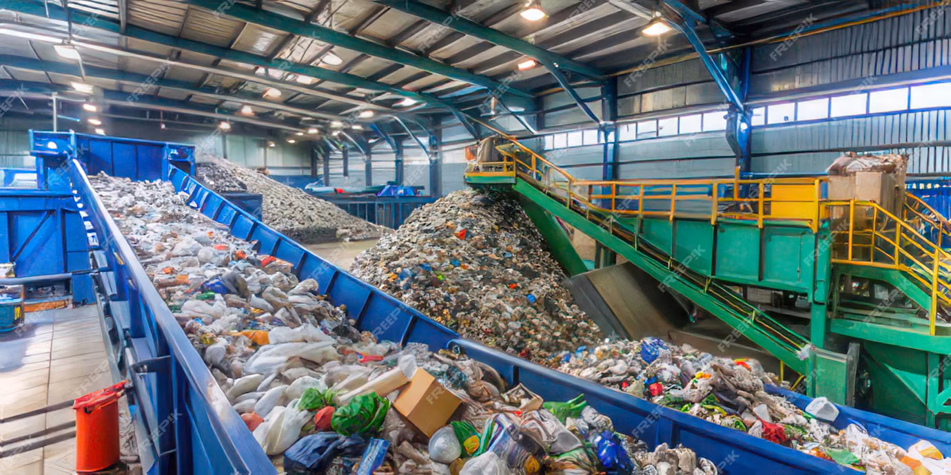 Recycling center sorting materials